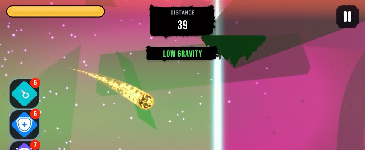 The ink meter runs low as the orb crosses a shifting low-gravity corridor